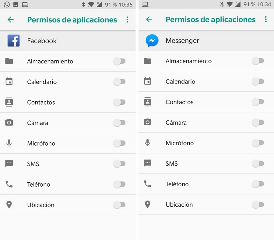 permisos facebook y messenger