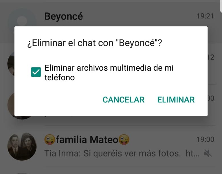 borrado de conversaciones