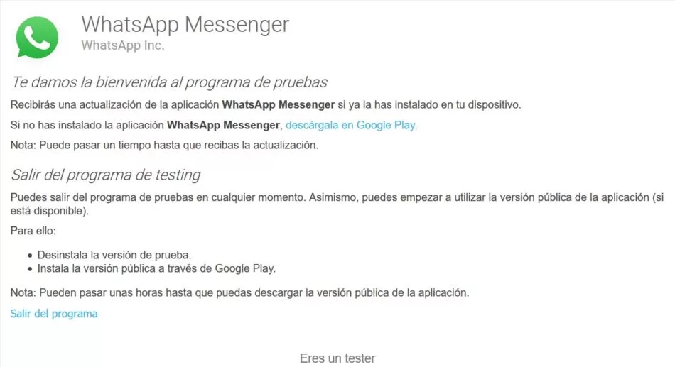 beta tester whatsapp
