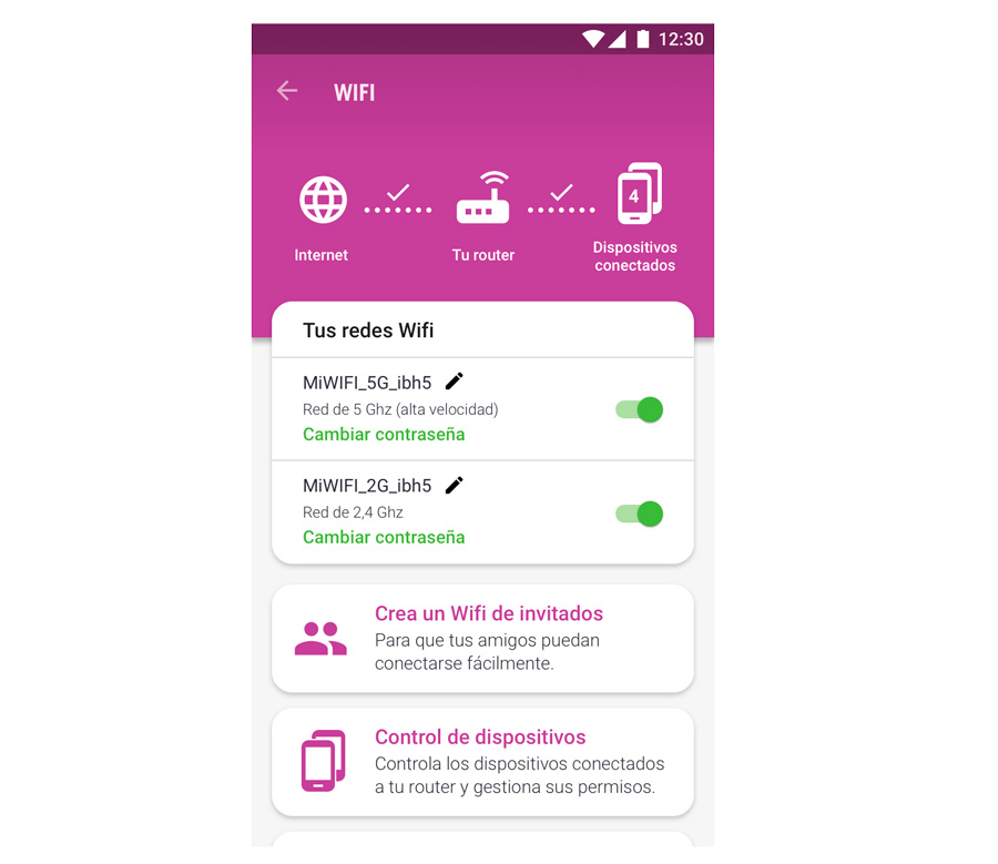 la app de Yoigo permite cambiar la contraseña del WiFi