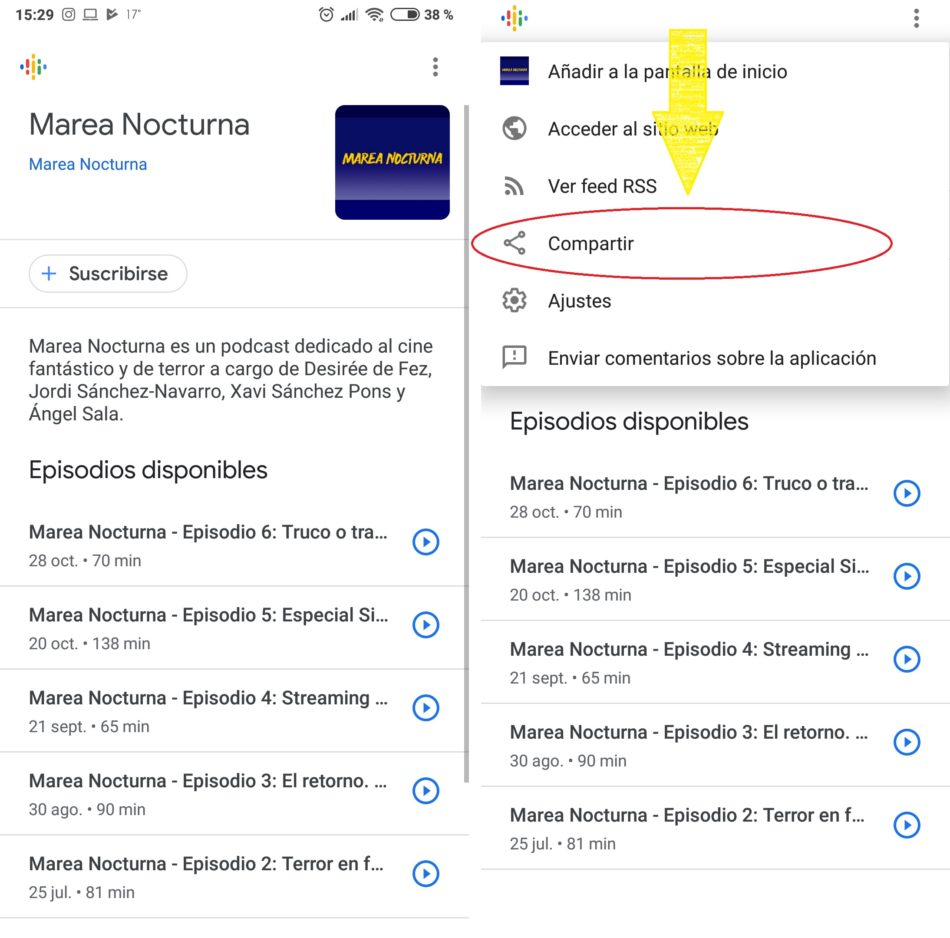 google podcasts compartir