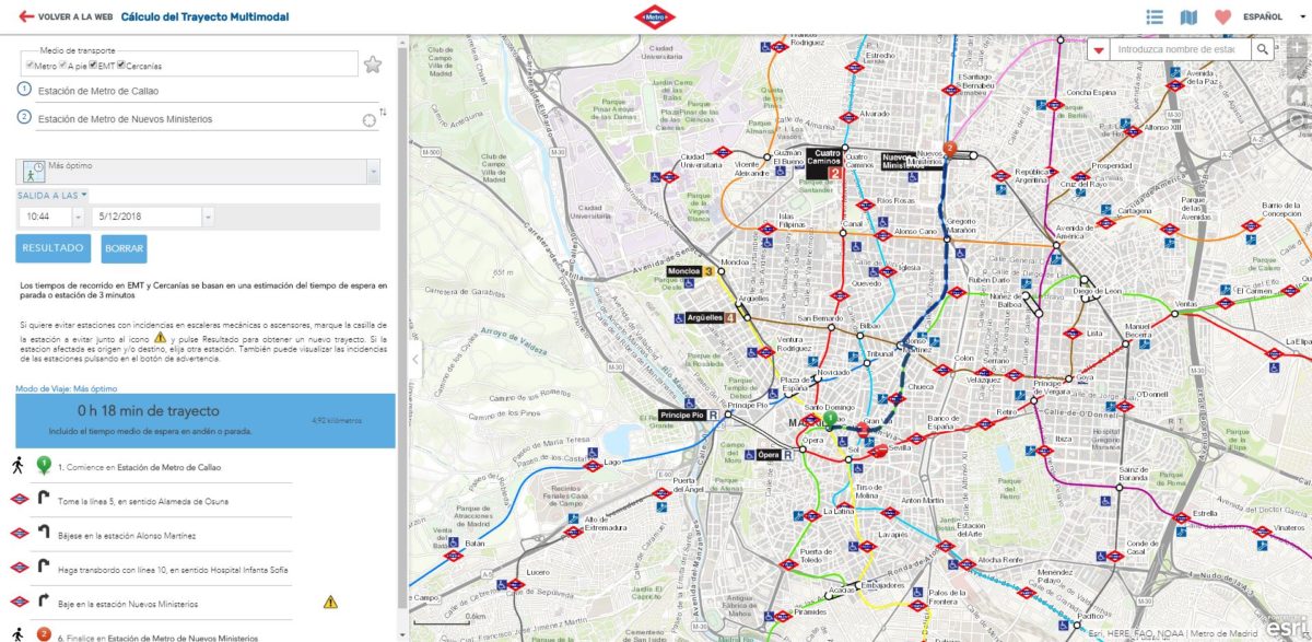App Cálculo del Trayecto Multimodal – Metro y Esri, 1