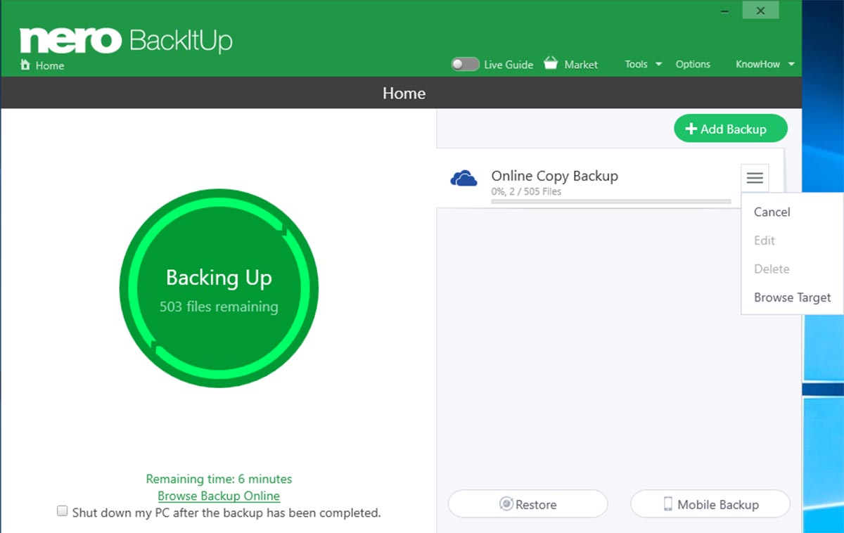 Cómo guardar una copia de seguridad en la nube con Nero BackItUp
