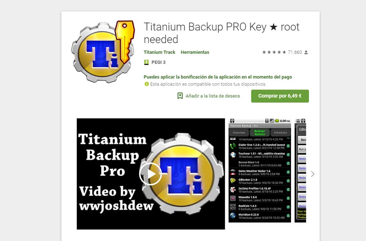 Titanium backup
