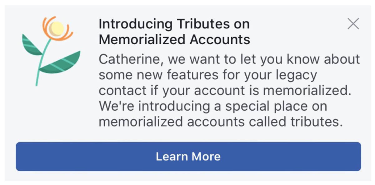 Configurar homenajes de Facebook
