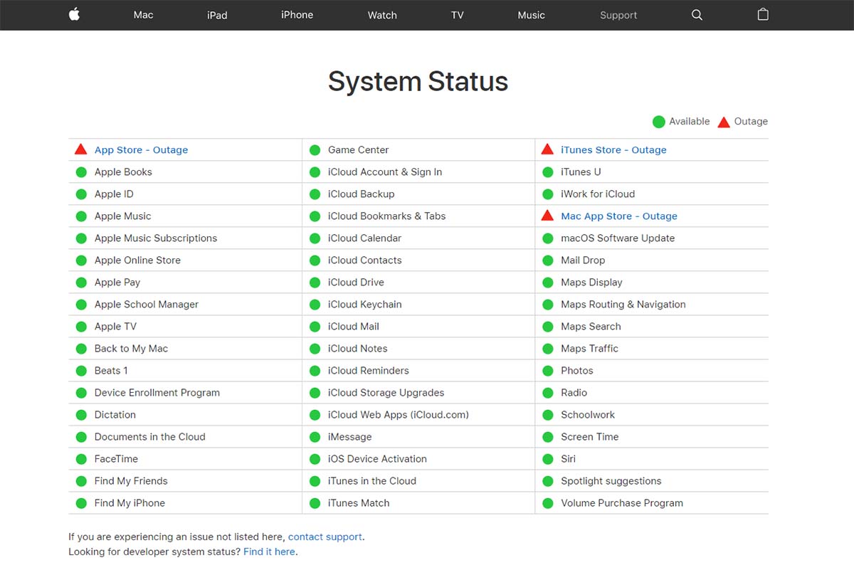 La App Store y otros servicios de Apple dejan de funcionar 