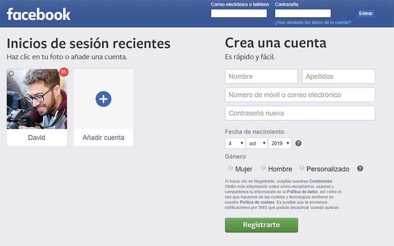 Crear cuenta falsa de Facebook