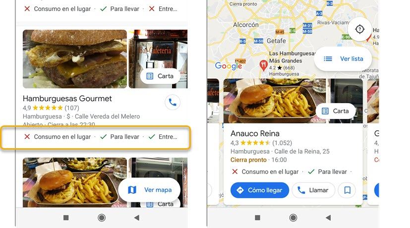 Cómo saber si un restaurante tiene terraza y horario limitado en Google Maps 2