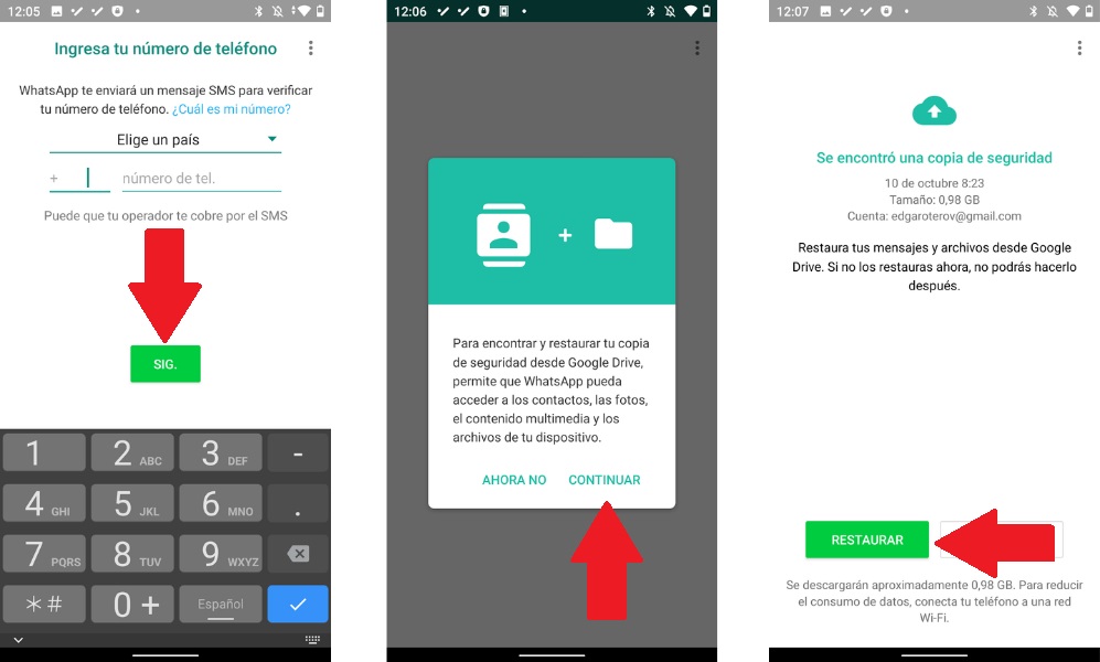 Restaurar una copia de seguridad de WhatsApp con Google Drive