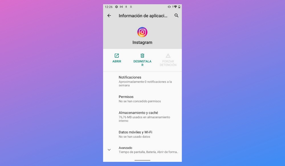 Desinstalar Instagram en el Android