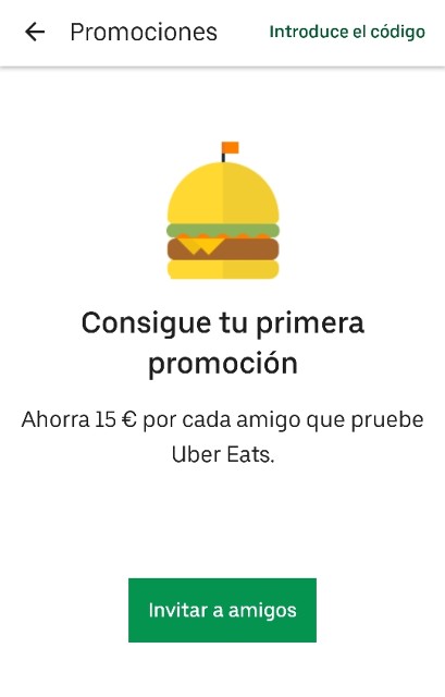 Descuento Uber Eats invitando amigos
