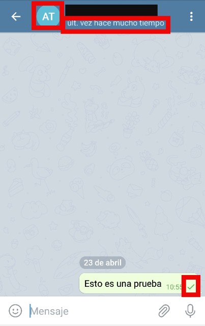 Mensaje Telegram a contacto inactivo