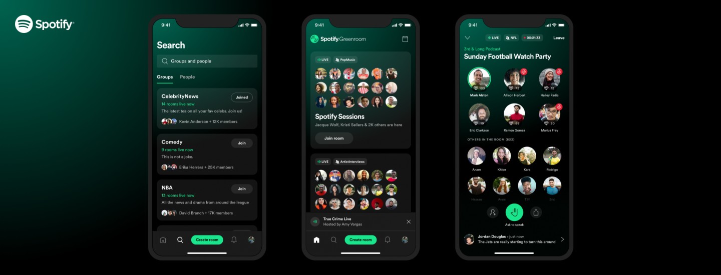 Clubhouse frente a la nueva Spotify Greenroom, cuáles son las diferencias
