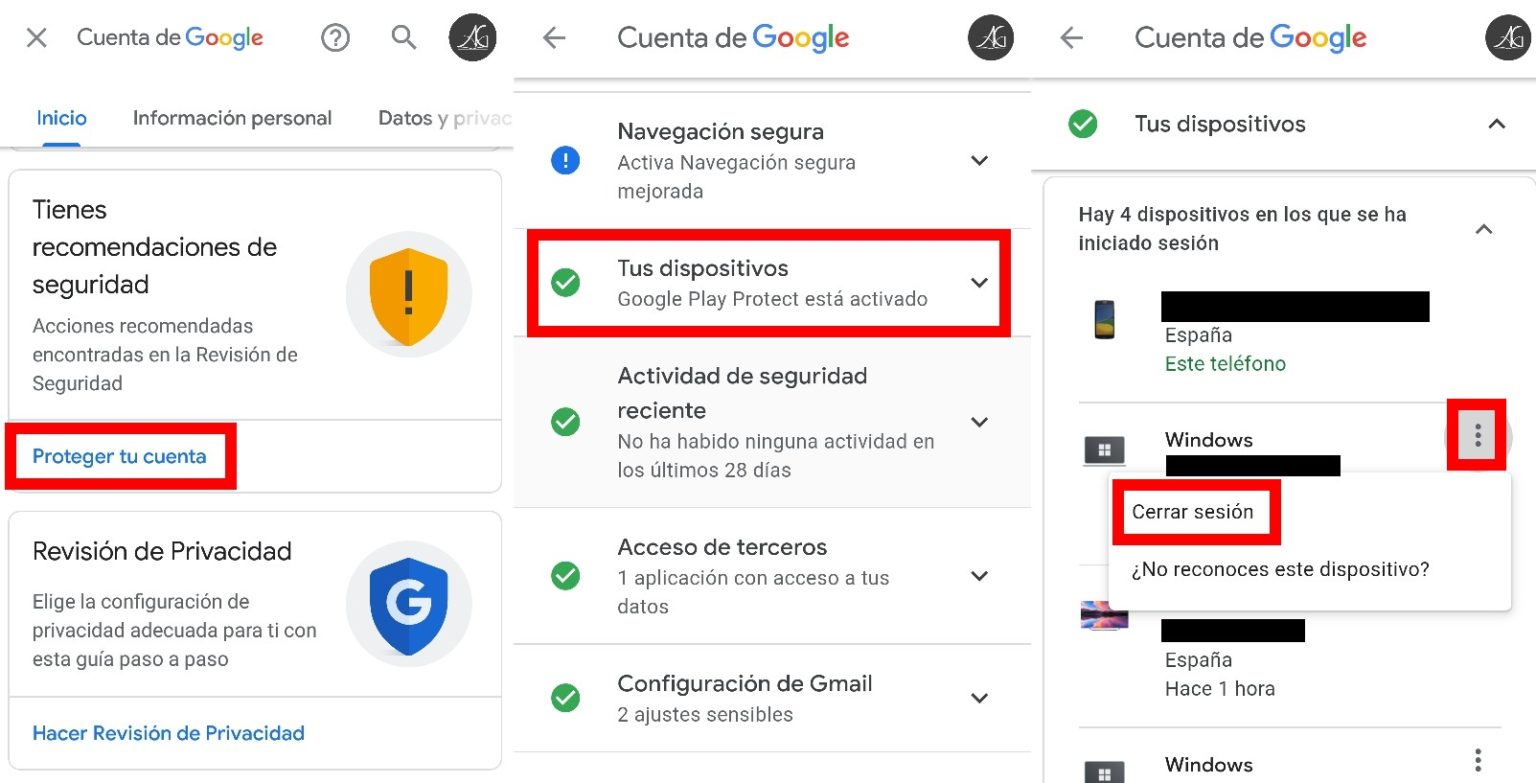 Cómo cerrar la sesión de Gmail en todos los dispositivos desde mi móvil