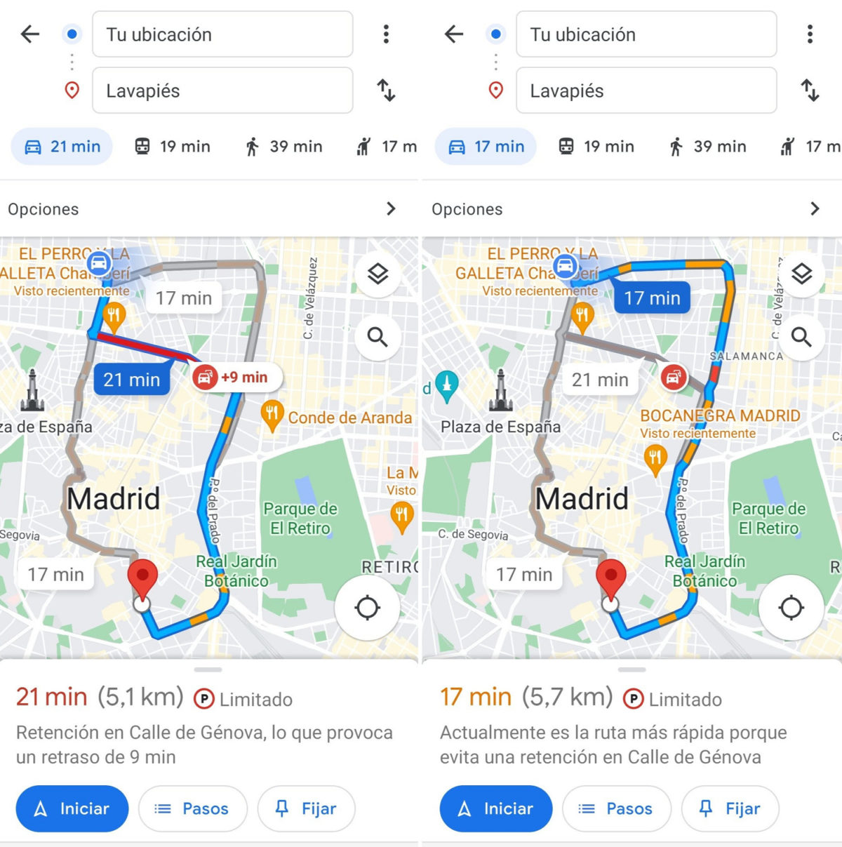 Cómo elegir la ruta más rápida en Google Maps