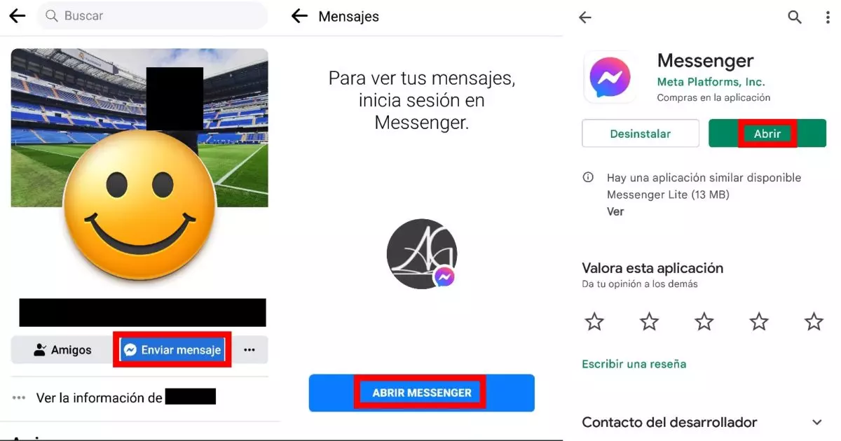 How to send messages on Facebook if option 1 does not appear