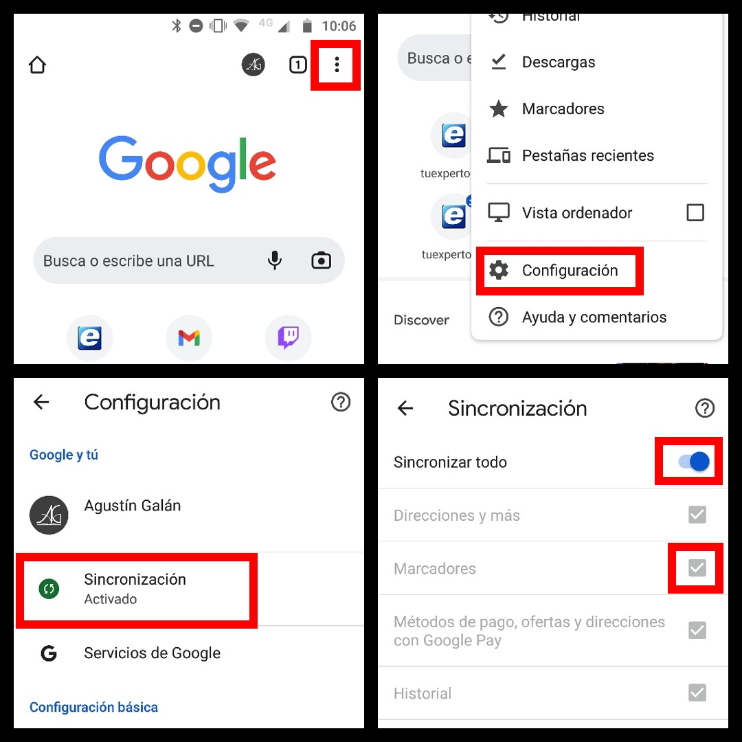 Cómo importar los marcadores de Google Chrome en Android 1
