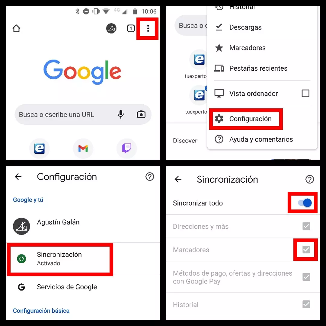¿Cómo exportar los marcadores de Chrome en Android