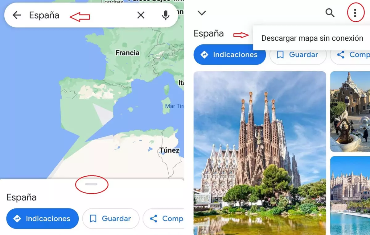 How to download the map of Spain on Google Maps to use it offline