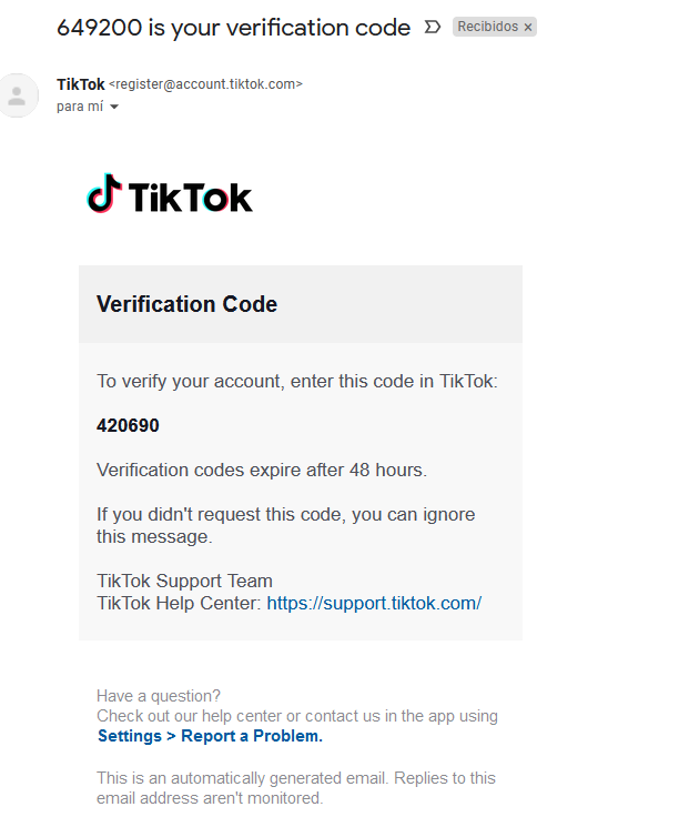 Por qué he recibido un SMS con un código de verificación de TikTok sin pedirlo 3
