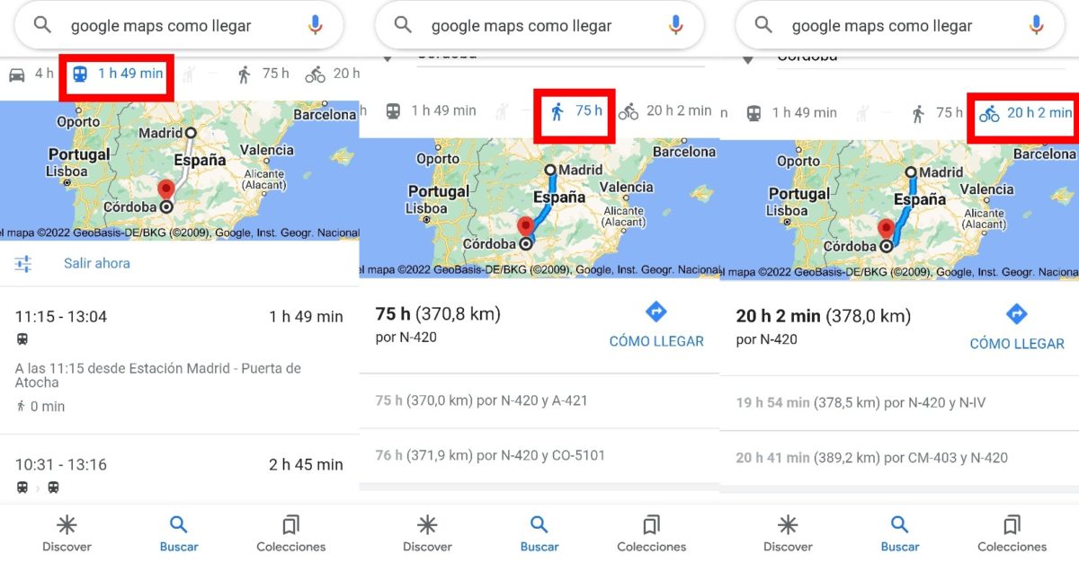 Cómo calcular rápido el tiempo que tardas en llegar a un punto sin abrir Google Maps 2