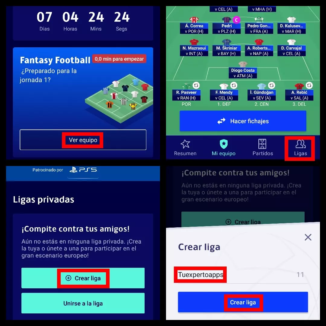 How to create a private league in Champions 1 Fantasy