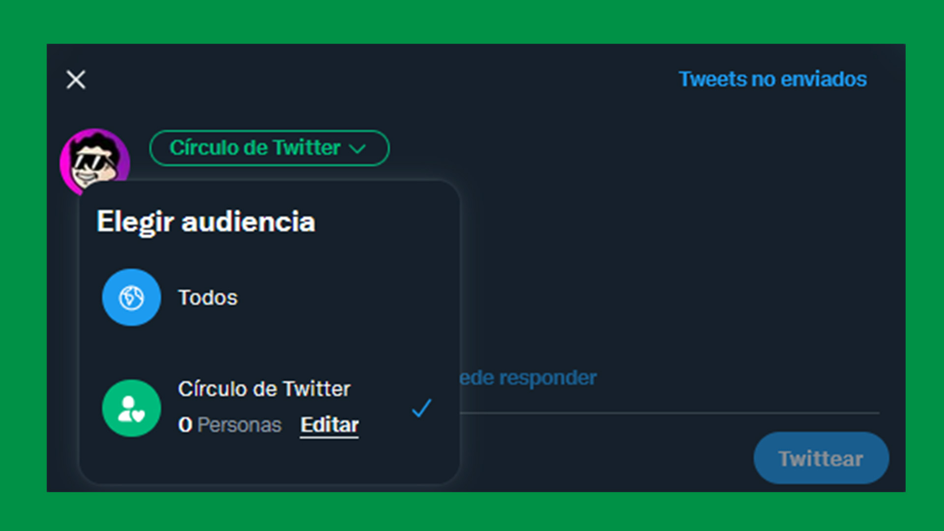 Por qué no puedo usar los círculos verdes en Twitter si ya ha llegado la función