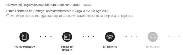 Qué significa que un pedido está en tránsito en Shein