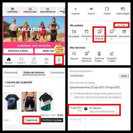 Qué significa que un pedido está en tránsito en Shein