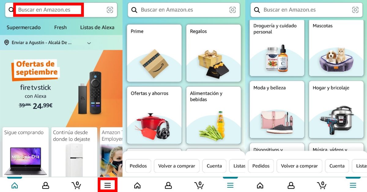 Cómo buscar productos en la app de Amazon 1
