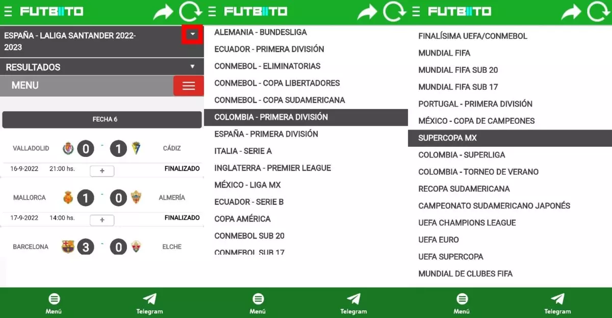 How to know the classification of LaLiga with the app Futbiito 2
