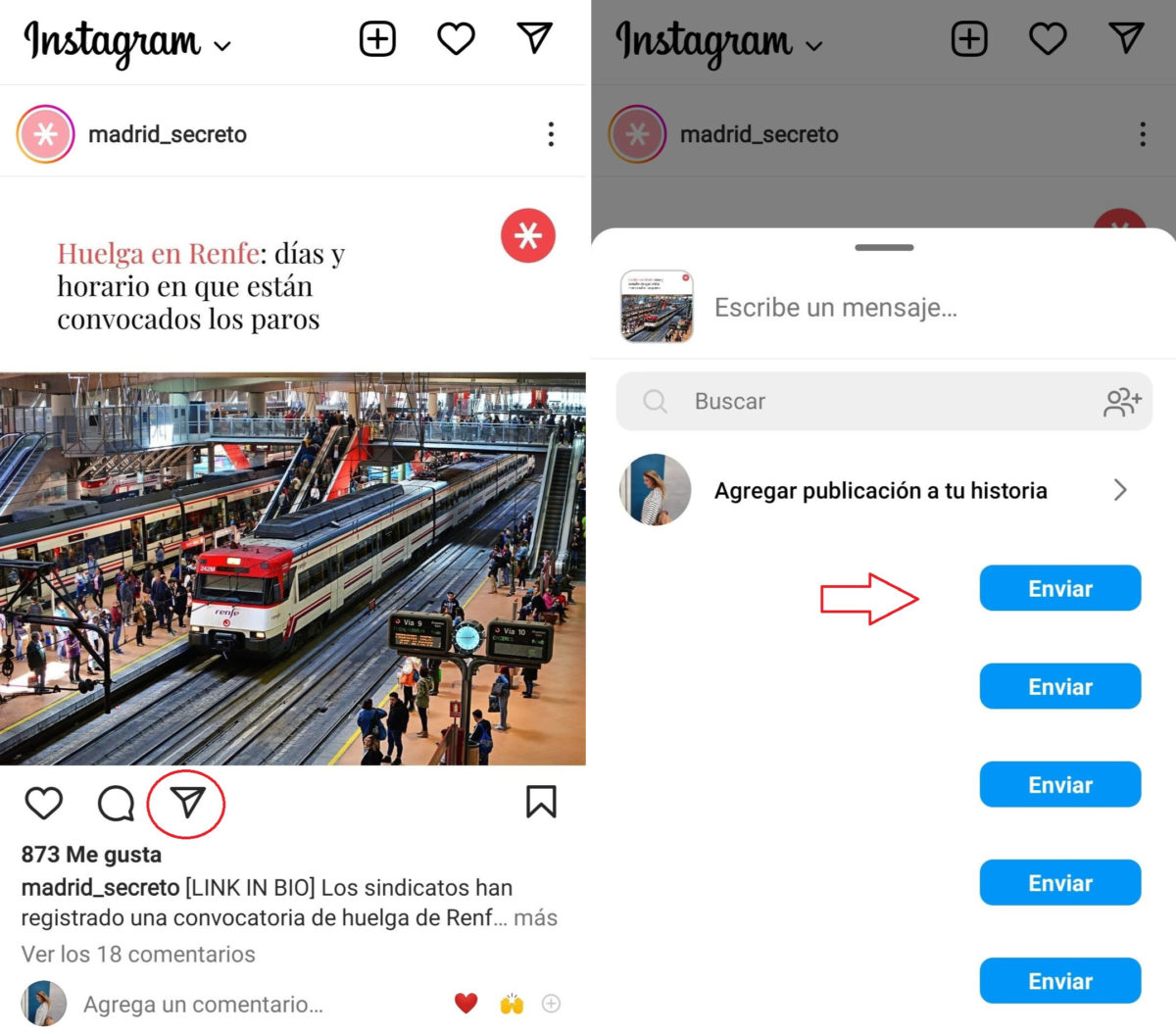 Cómo compartir publicaciones de Instagram rápidamente con otros contactos