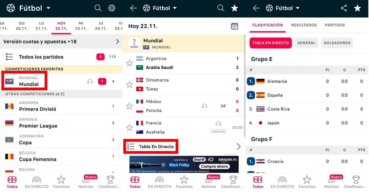 Las mejores apps para conocer la clasificación de España en el Mundial de Qatar 2022 3