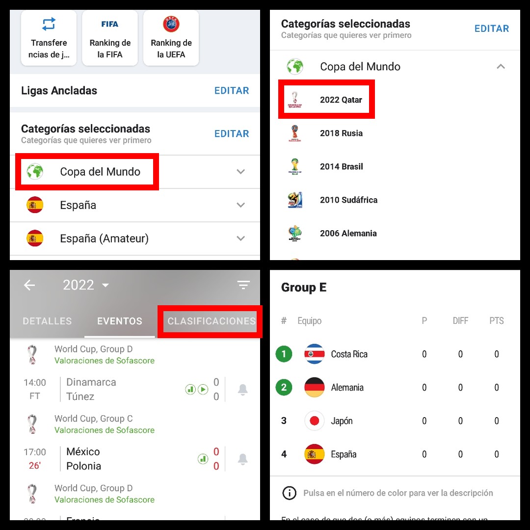 Las mejores apps para conocer la clasificación de España en el Mundial de Qatar 2022 4