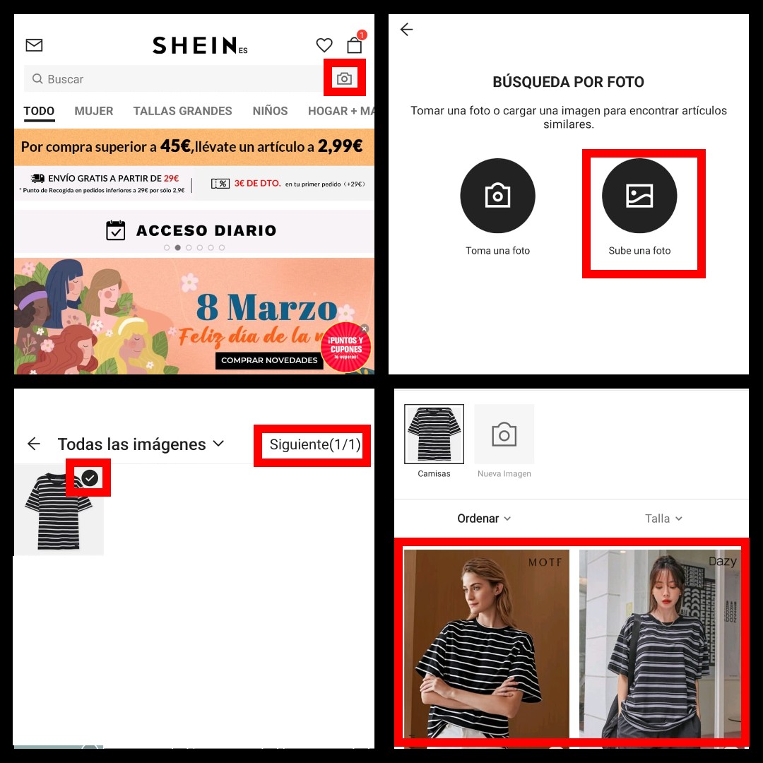 Cómo buscar clones de marcas conocidas en Shein 1