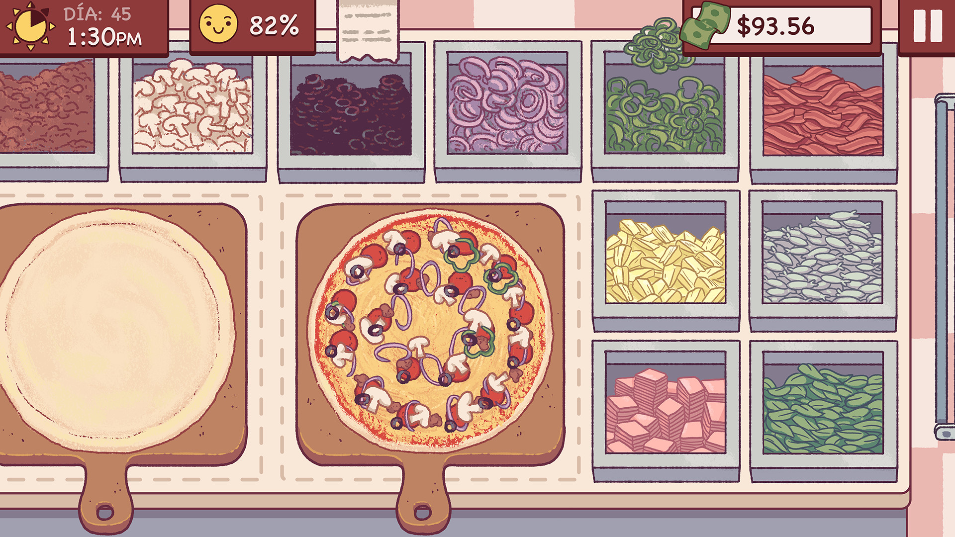 Cómo quitar las cajas de ingredientes del mostrador en Buena Pizza, Gran Pizza