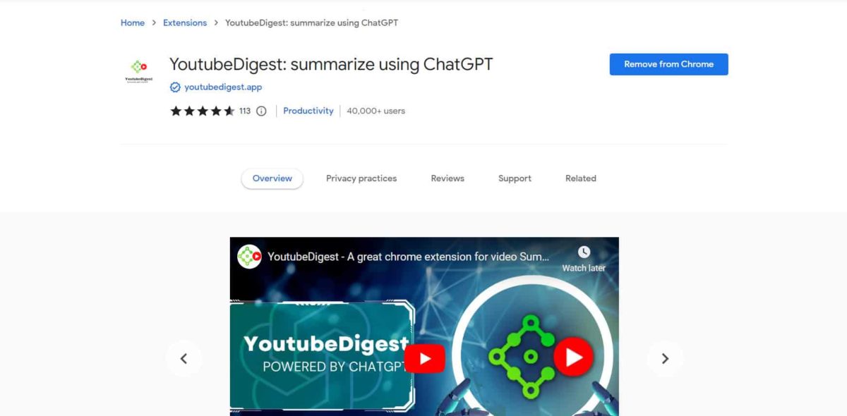 YouTube-digest-Chrome-extension