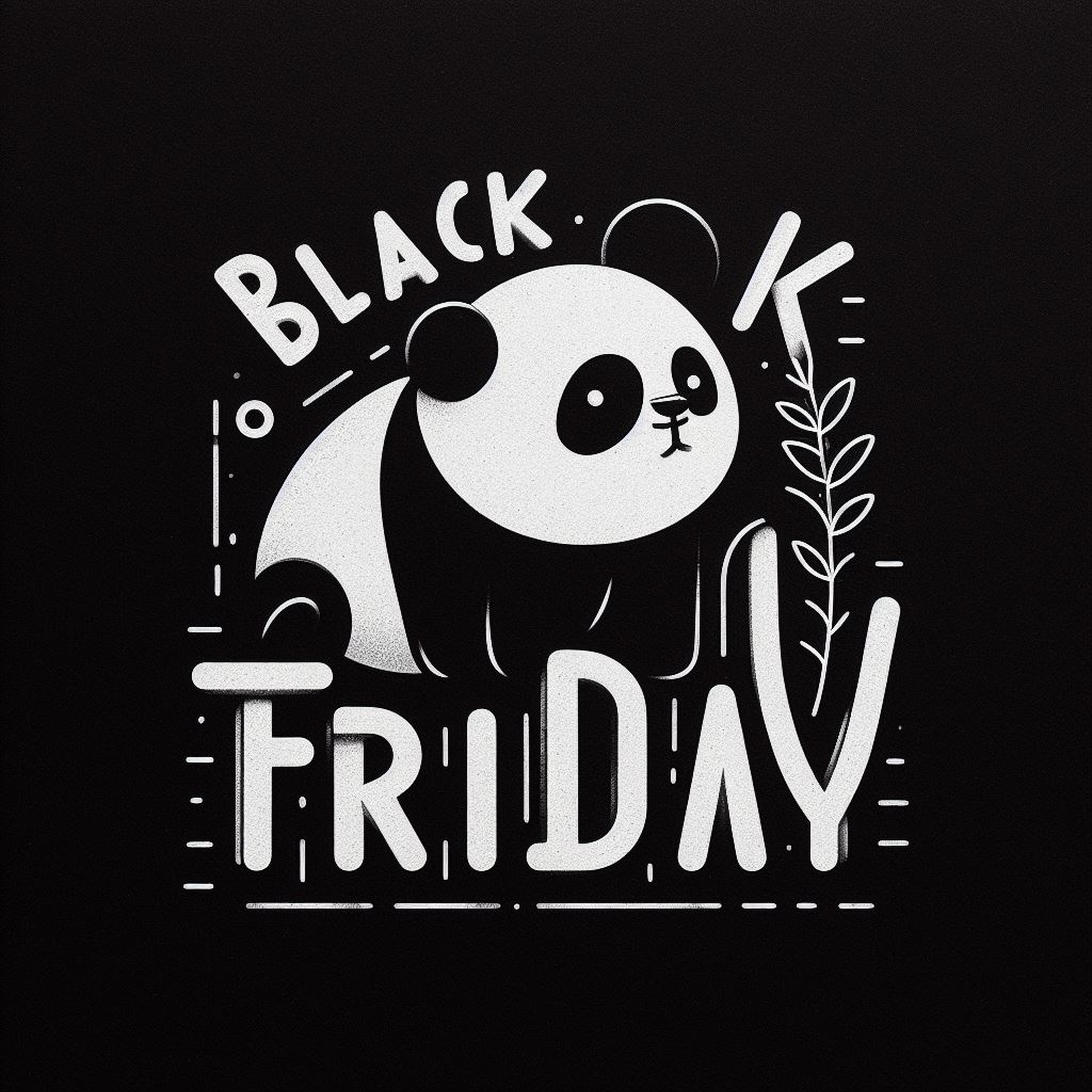 Logotipo de Black Friday con oso panda