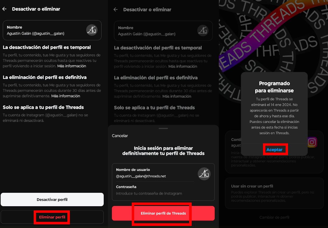 Cómo eliminar mi cuenta de Threads 2