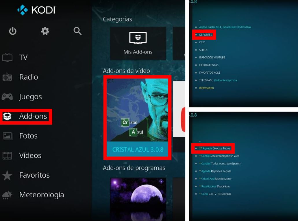Cristal Azul 3.0.8, ¿es posible ver futbol en este addon de Kodi? 21