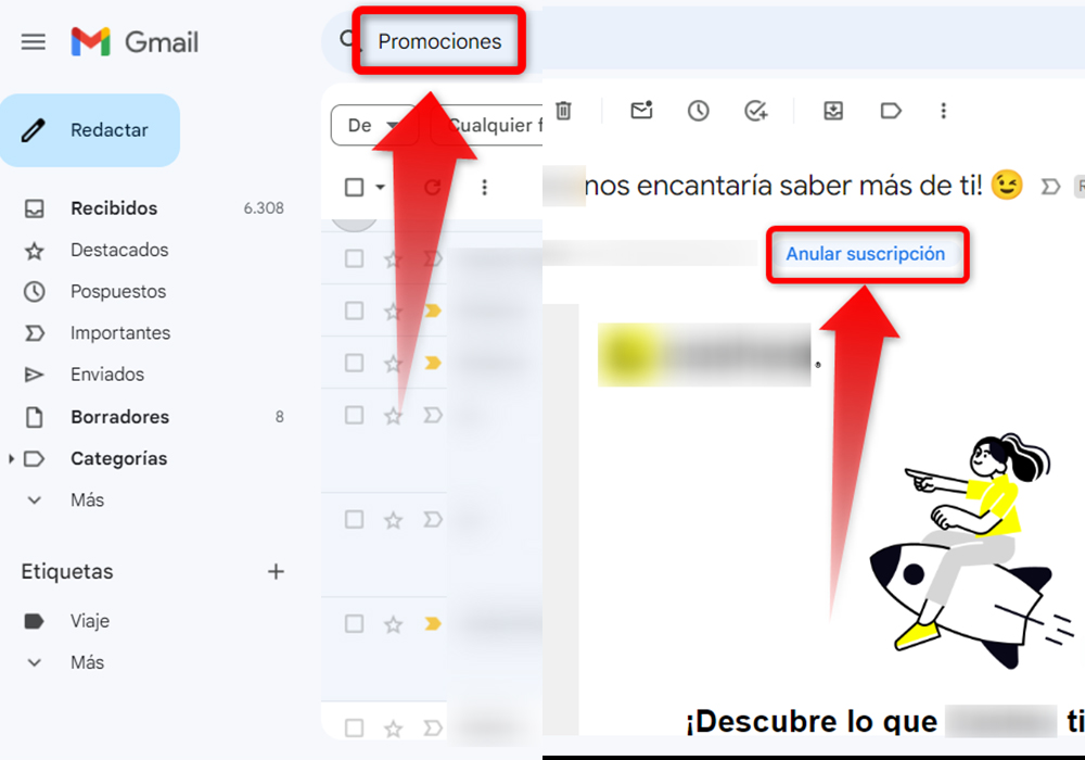 ¿Cómo desuscribirse de Newsletter Gmail?