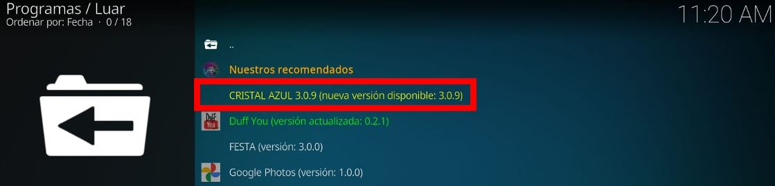 Cómo ver deportes y fútbol gratis en Cristal Azul 3.0.9 en Kodi 5
