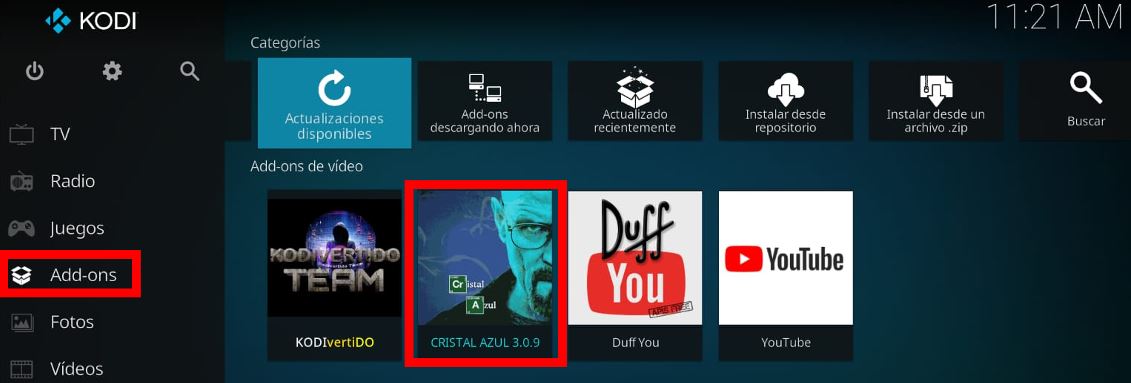 Cómo ver deportes y fútbol gratis en Cristal Azul 3.0.9 en Kodi 8