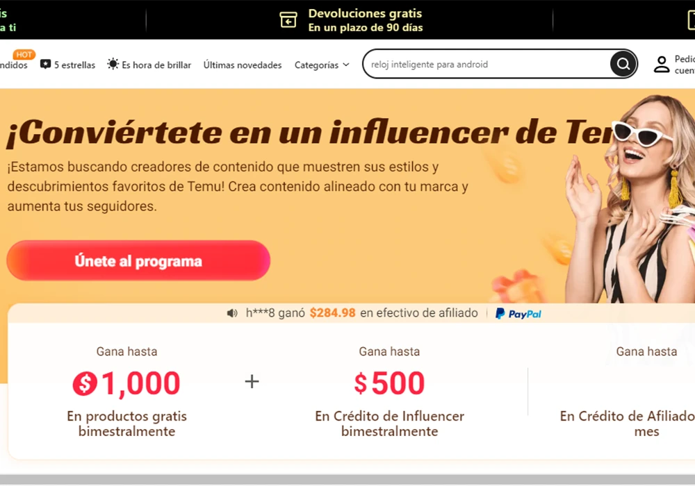 Cómo ganar dinero con Temu en Paypal desde casa con el programa de influencers