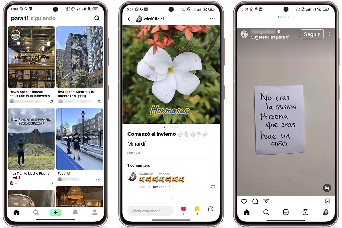 TikTok Notes vs Instagram: diseño y navegación