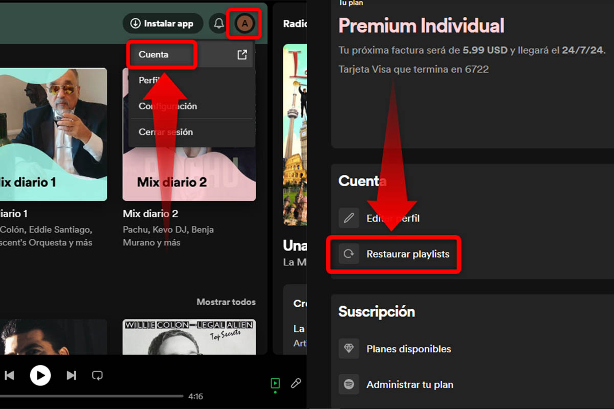 Pasos para recuperar playlists de Spotify desde el ordenador