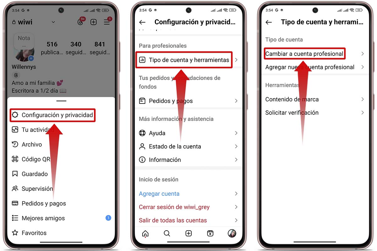 Así puedes cambiar tu cuenta de personal a profesional