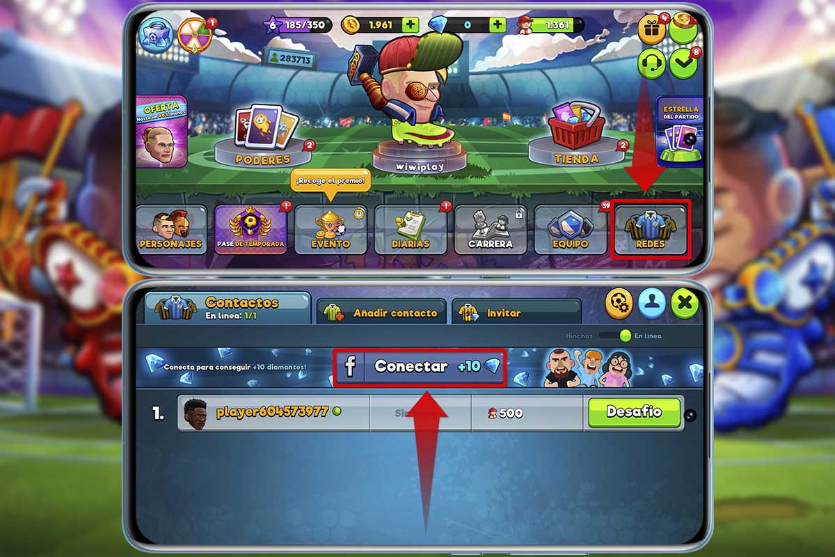 Pasos para agregar un amigo en Head Ball 2 desde Facebook