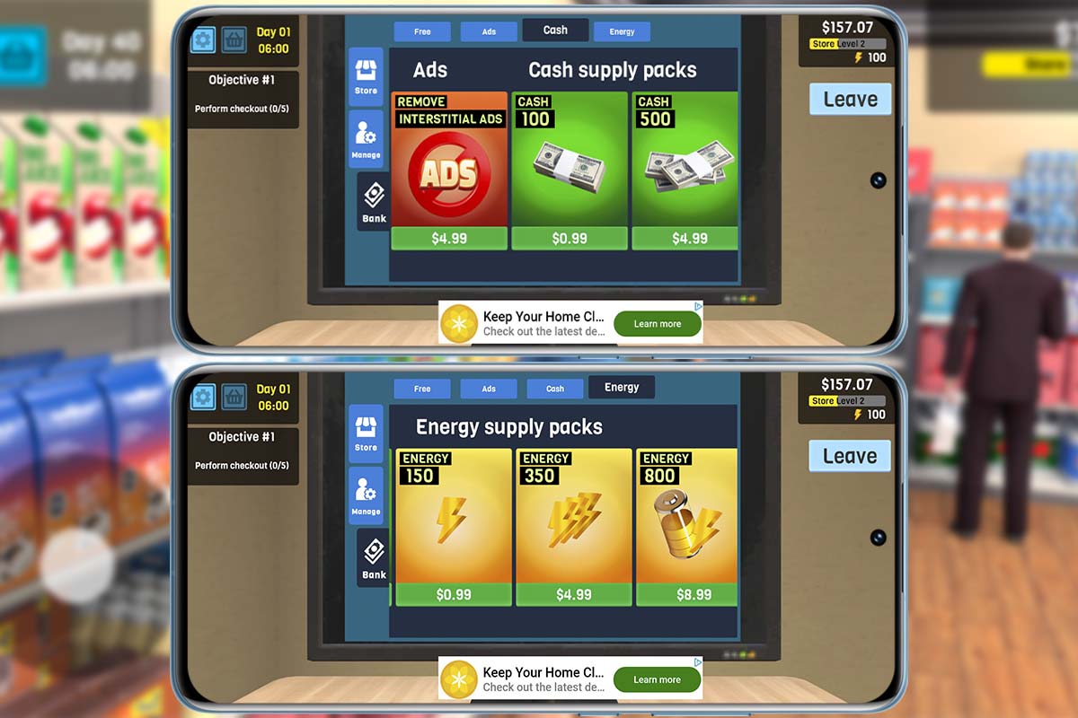 Cómo ganar dinero y energía extra en Manage Supermarket Simulator: compras