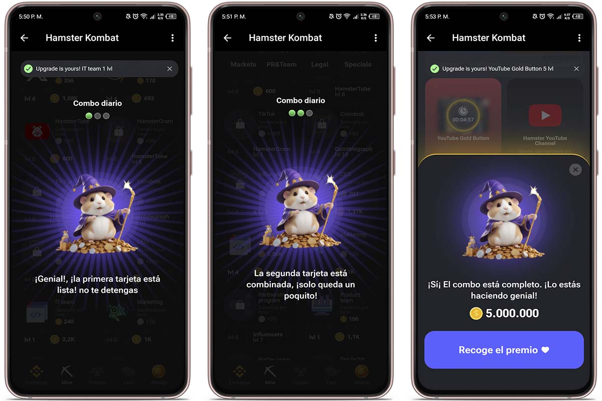 Así puedes saber la última combinación de cartas diaria en Hamster Kombat 